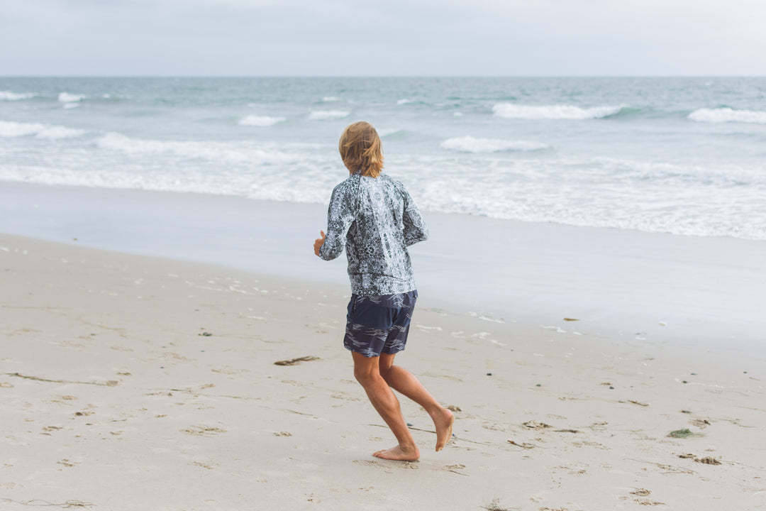 MEN'S ZIP RASH GUARD - BLACK SEA