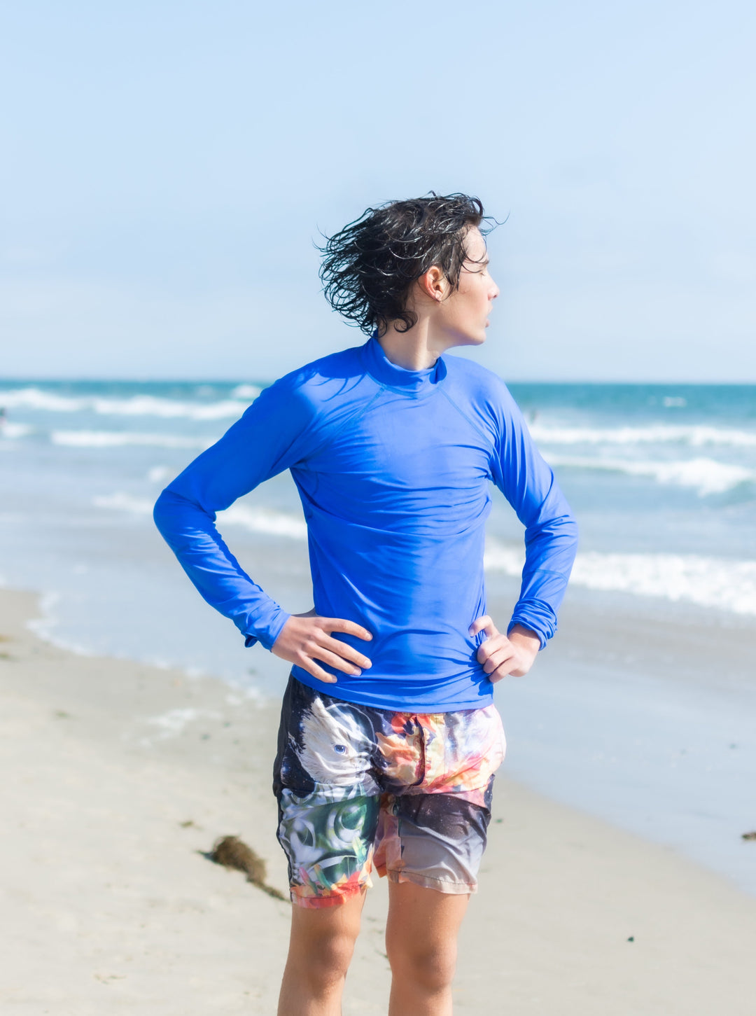 MEN'S PULLOVER RASH GUARD - BLUE ROYAL