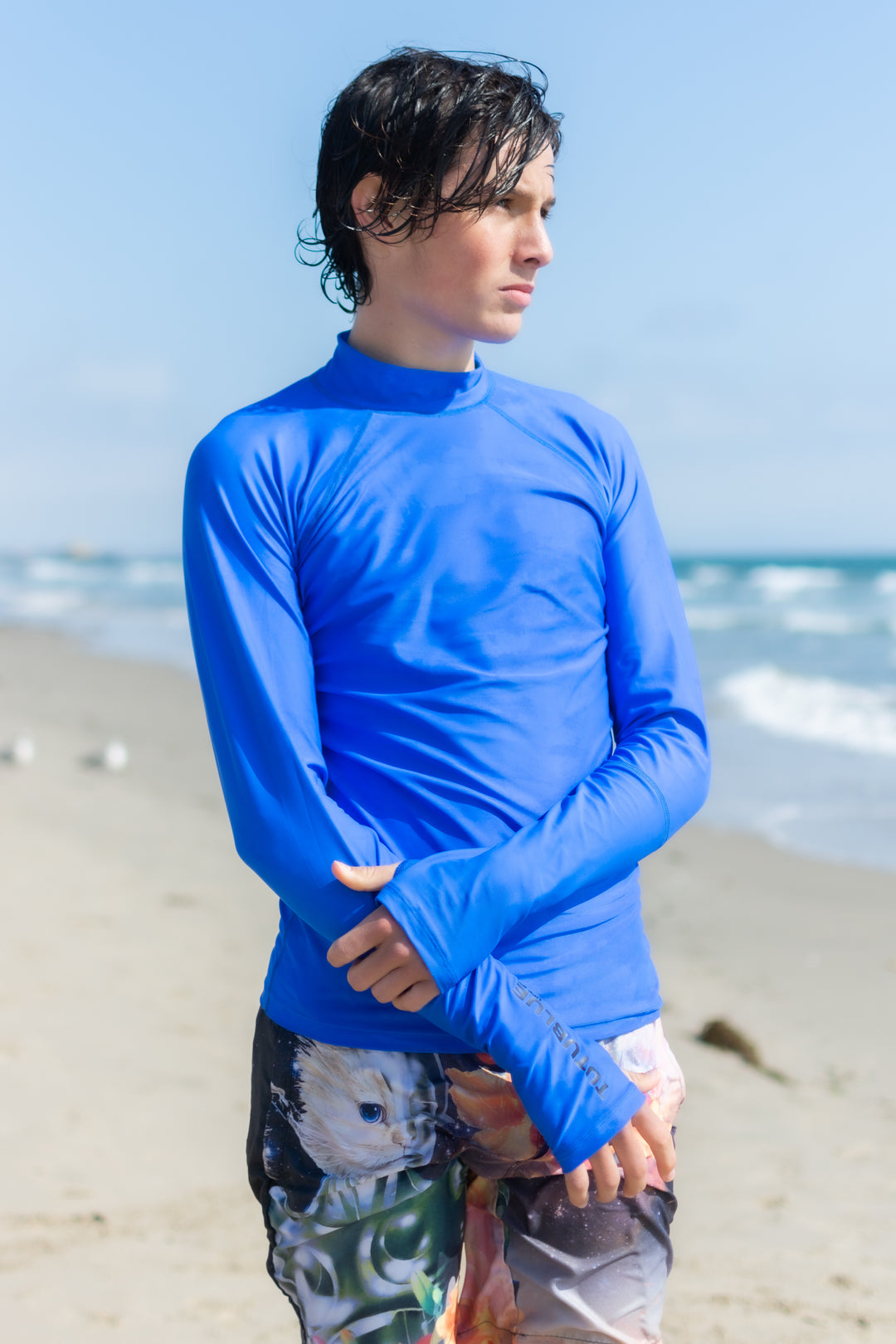 MEN'S PULLOVER RASH GUARD - BLUE ROYAL