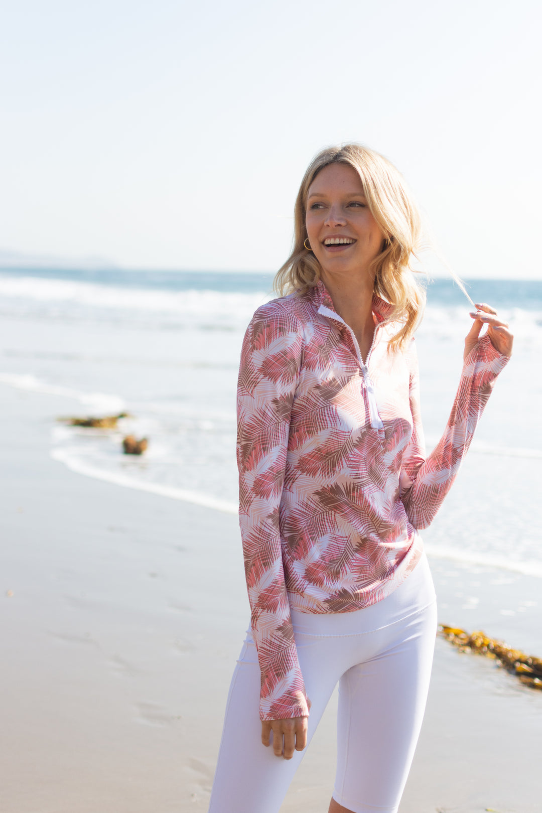 WOMEN'S HENLEY RASH GUARD - SUMMER BREEZE