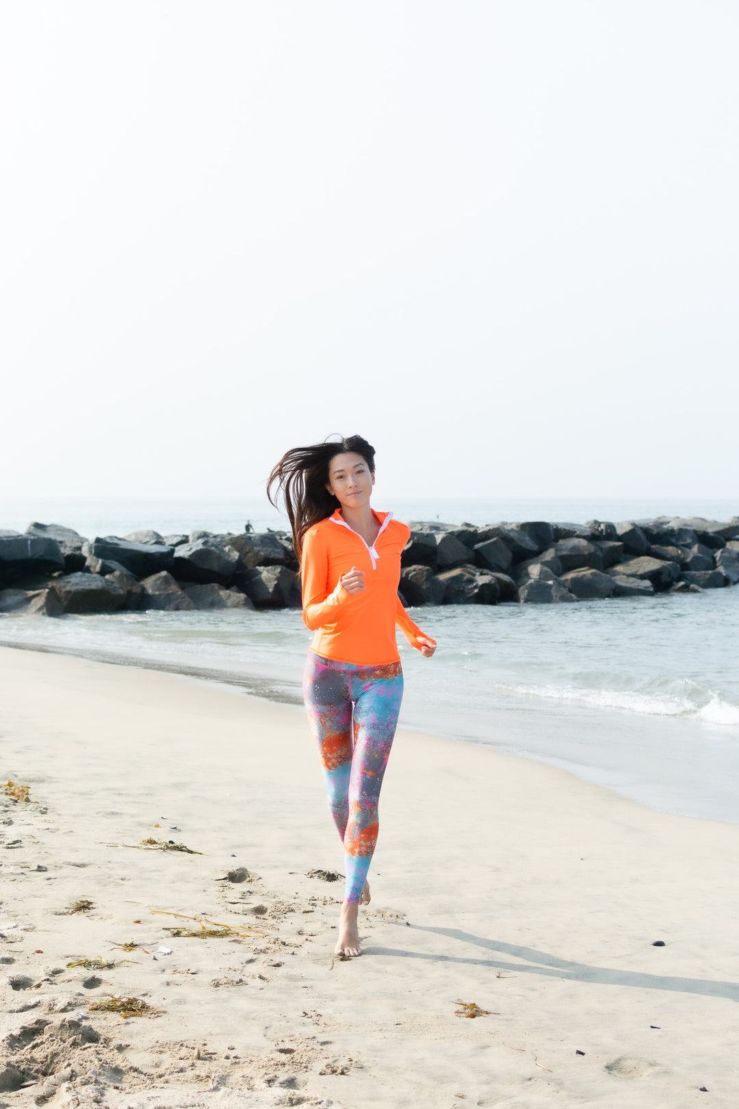 WOMEN'S HENLEY RASH GUARD - ORANGE