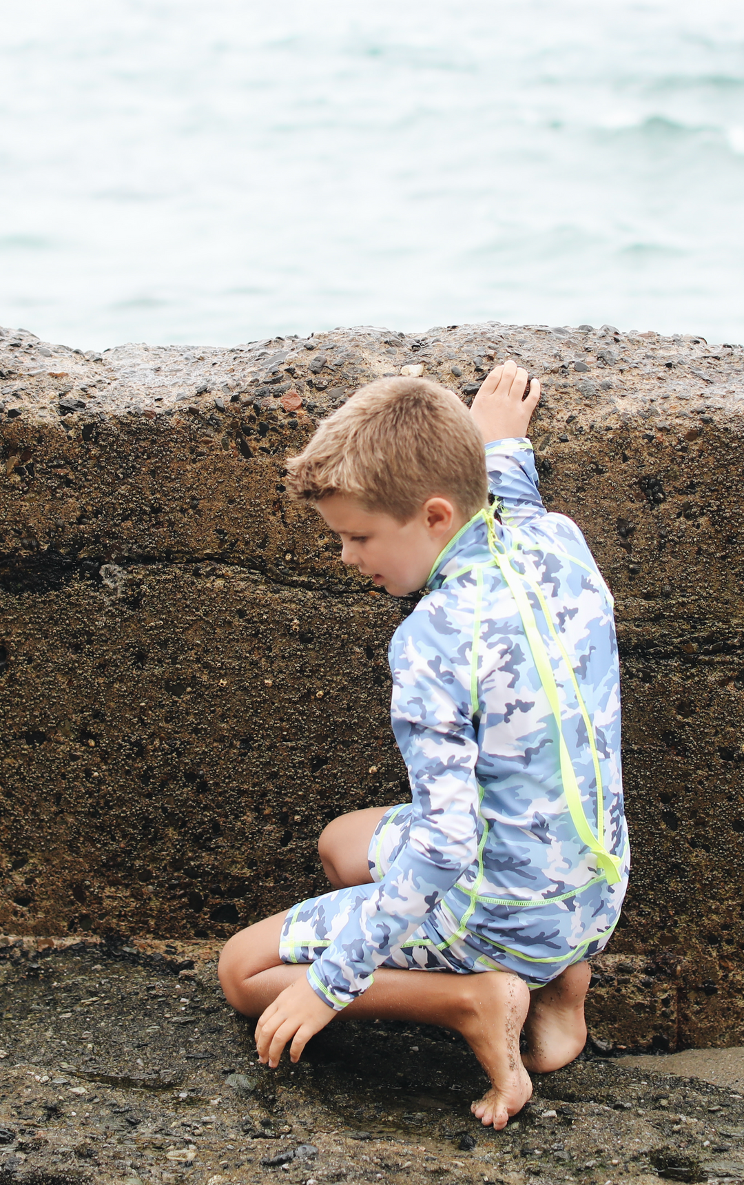 BOY'S SHORT SWIMSUIT - BLUE CAMO