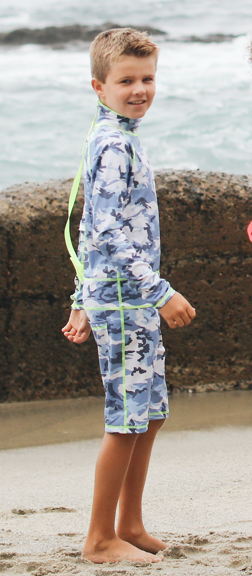 BOY'S SHORT SWIMSUIT - BLUE CAMO