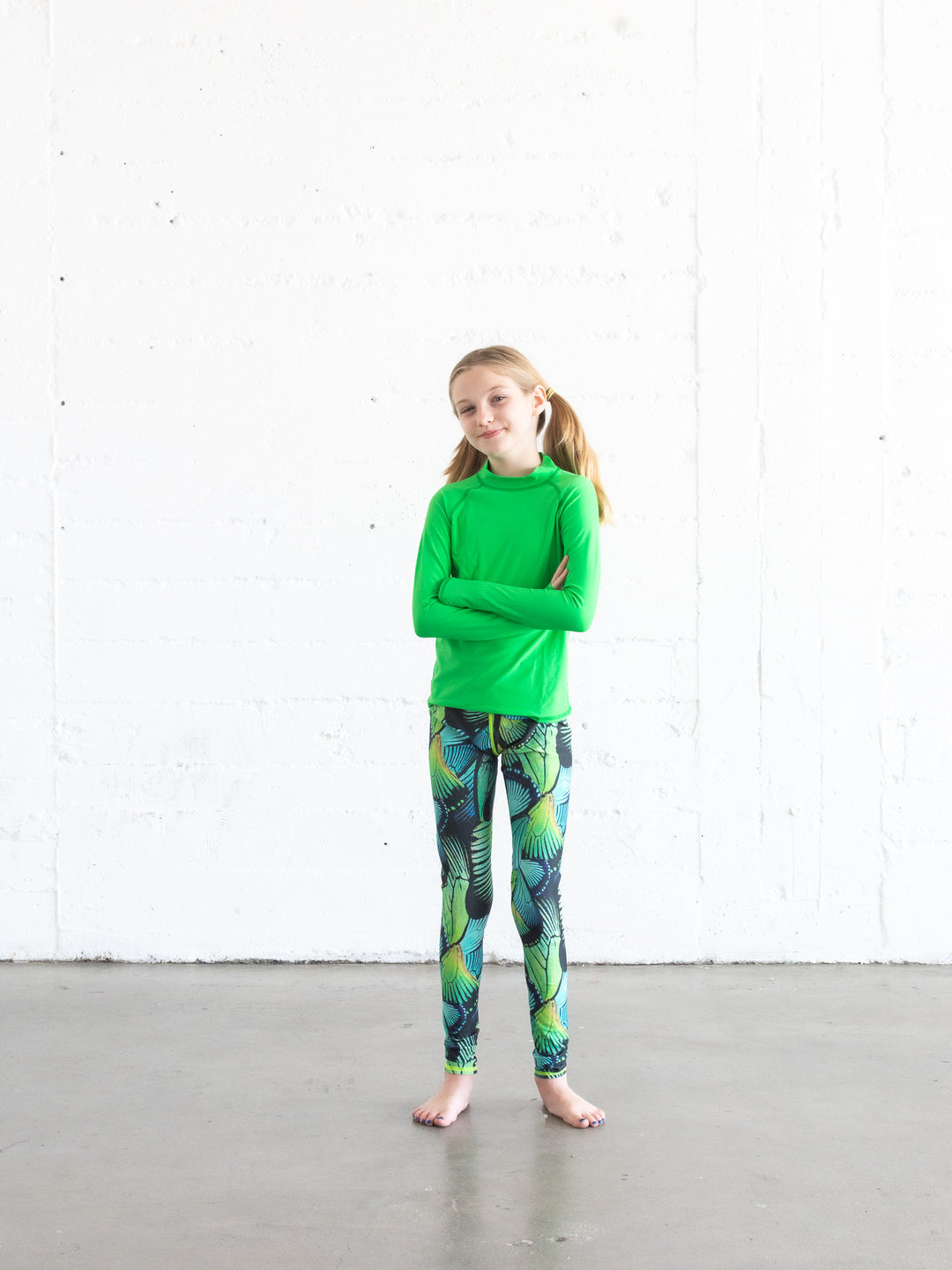 GIRL'S SWIM LEGGINGS - TURQ FLYER