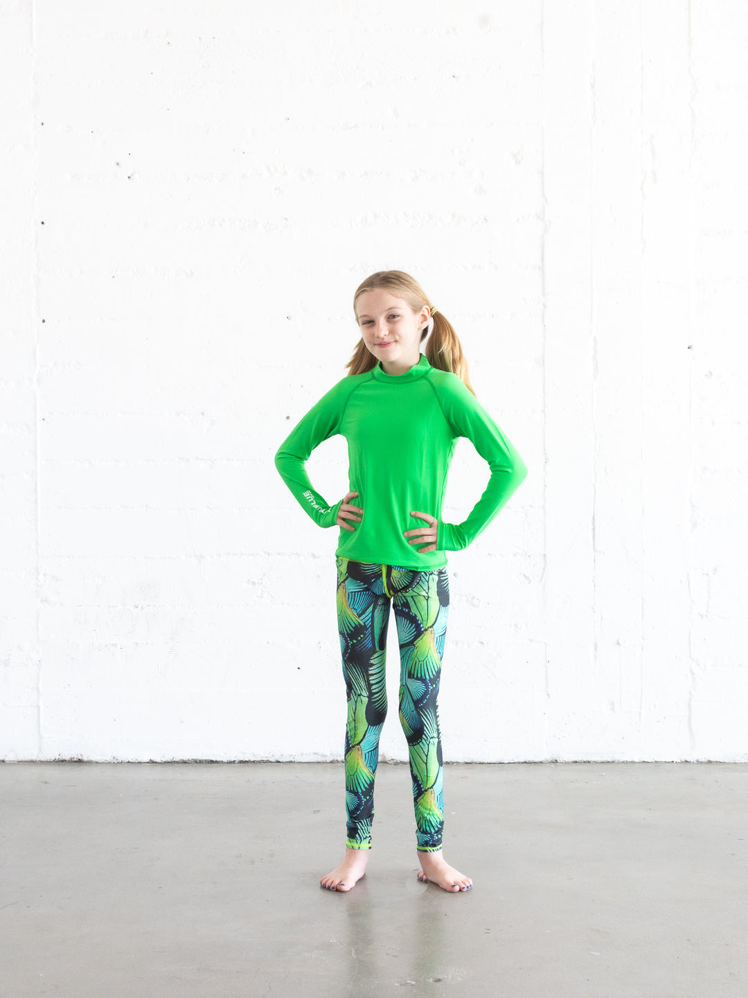 GIRL'S SWIM LEGGINGS - TURQ FLYER