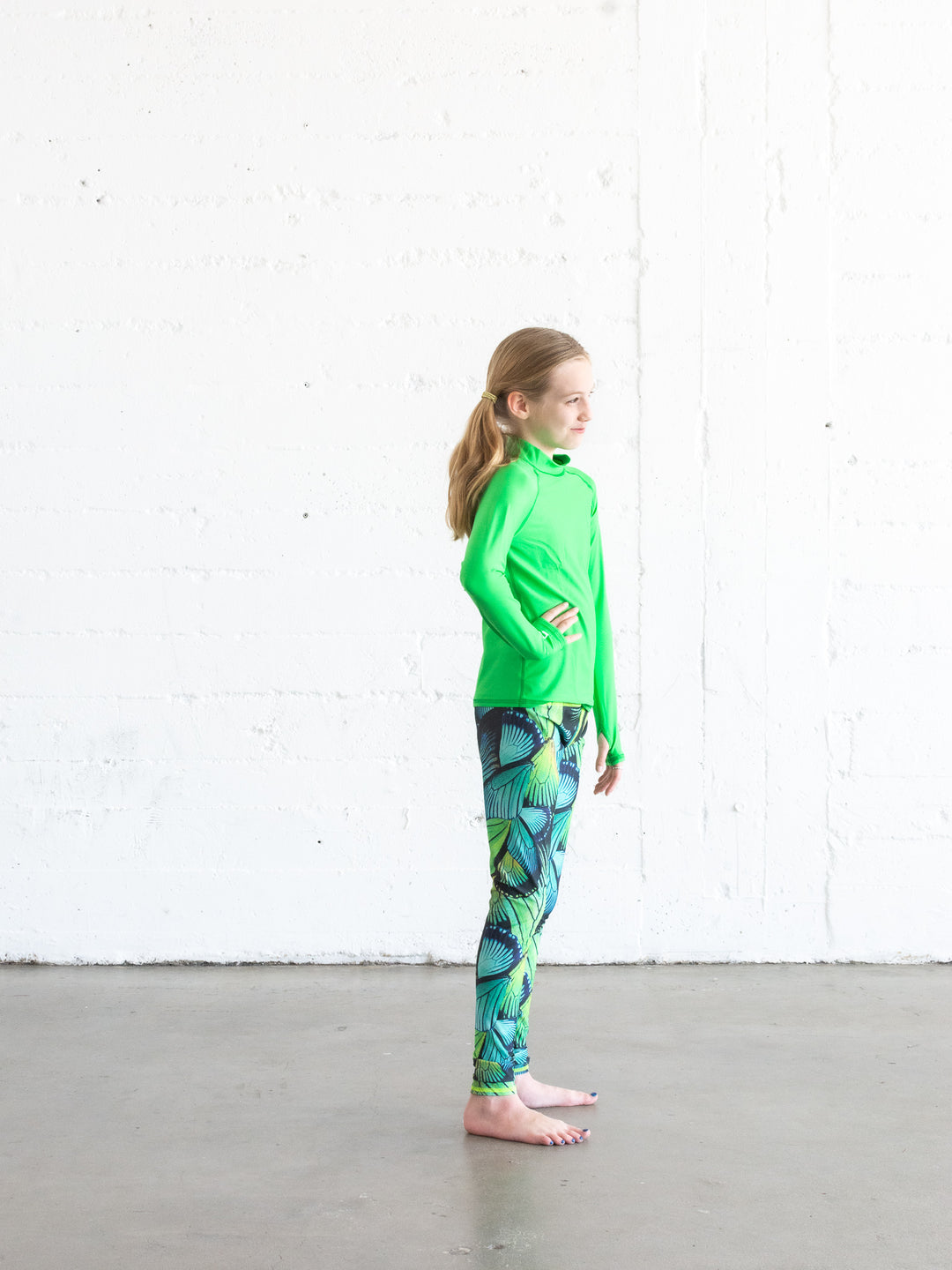 GIRL'S SWIM LEGGINGS - TURQ FLYER