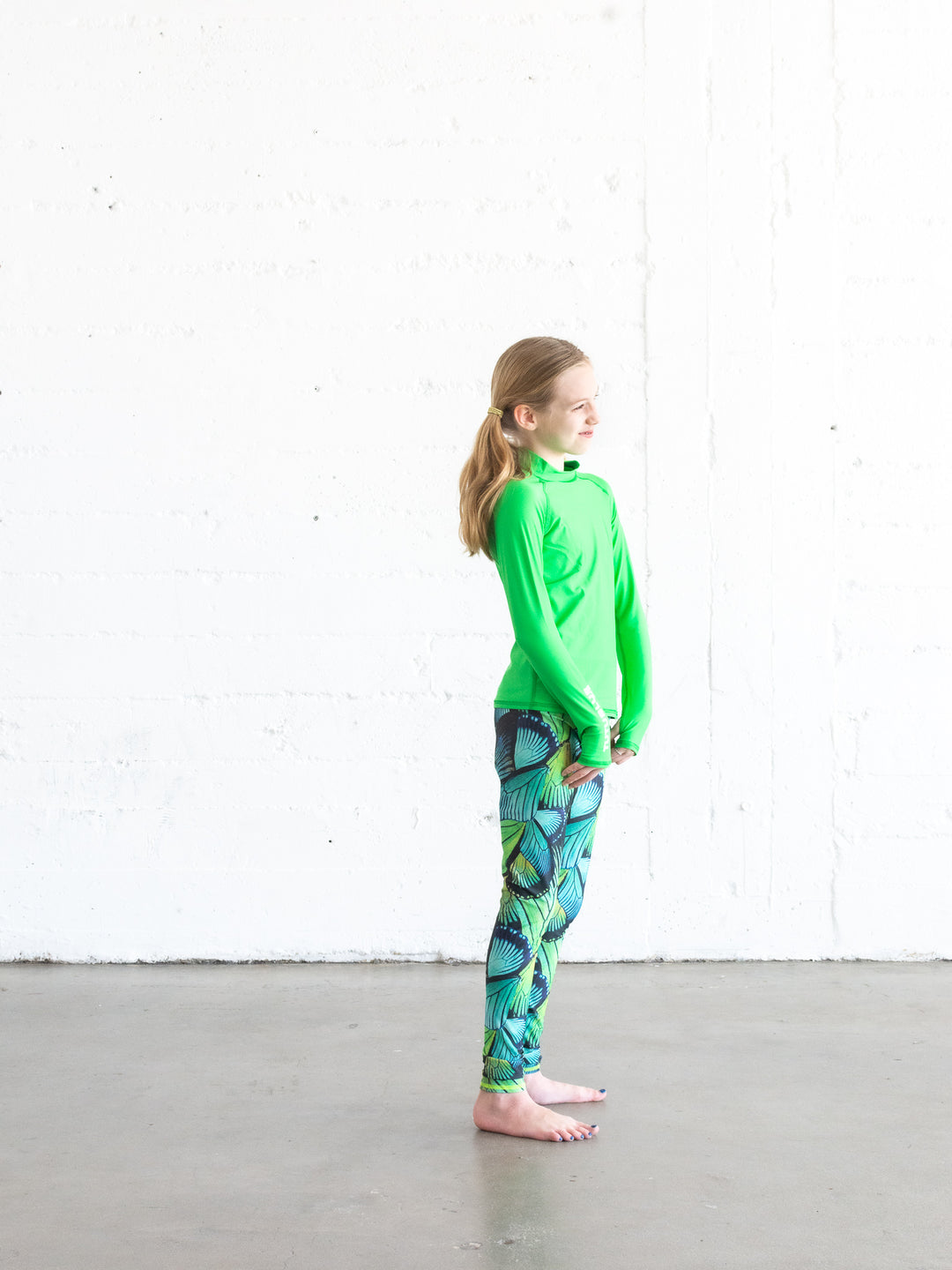 GIRL'S SWIM LEGGINGS - TURQ FLYER