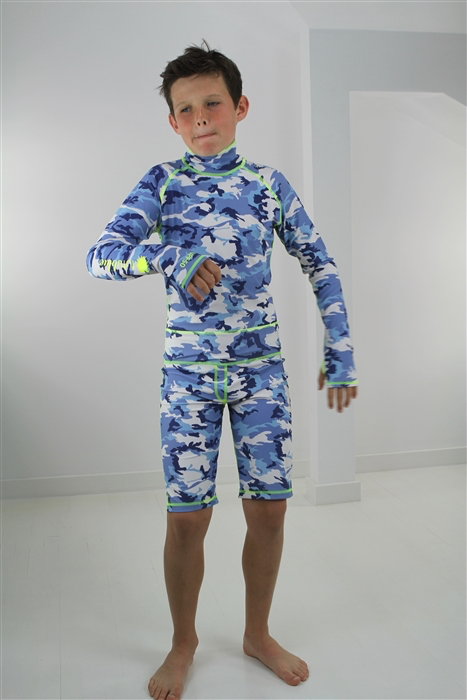 BOY'S SHORT SWIMSUIT - BLUE CAMO