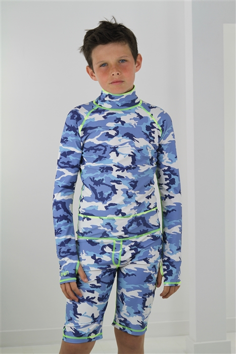 BOY'S SHORT SWIMSUIT - BLUE CAMO